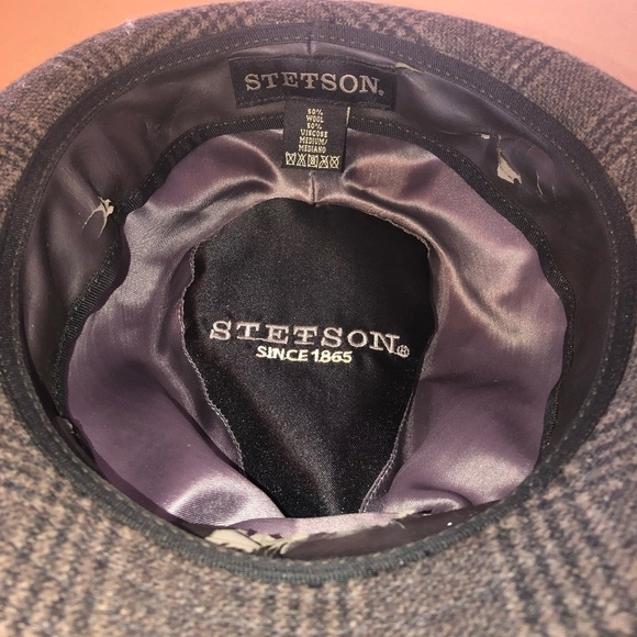 STETSON SINCE 1865 Fedora Hat Men's Size Medium Brown Plaid Print Wool - Picture 4 of 10